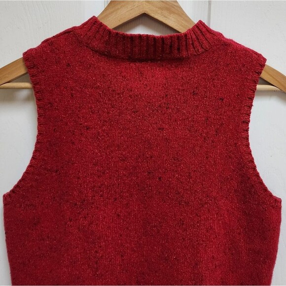 Pierre Cardin Vintage Sweater Vest Womens S Red Lambswool Cotton Knit V Neck - Picture 4 of 8